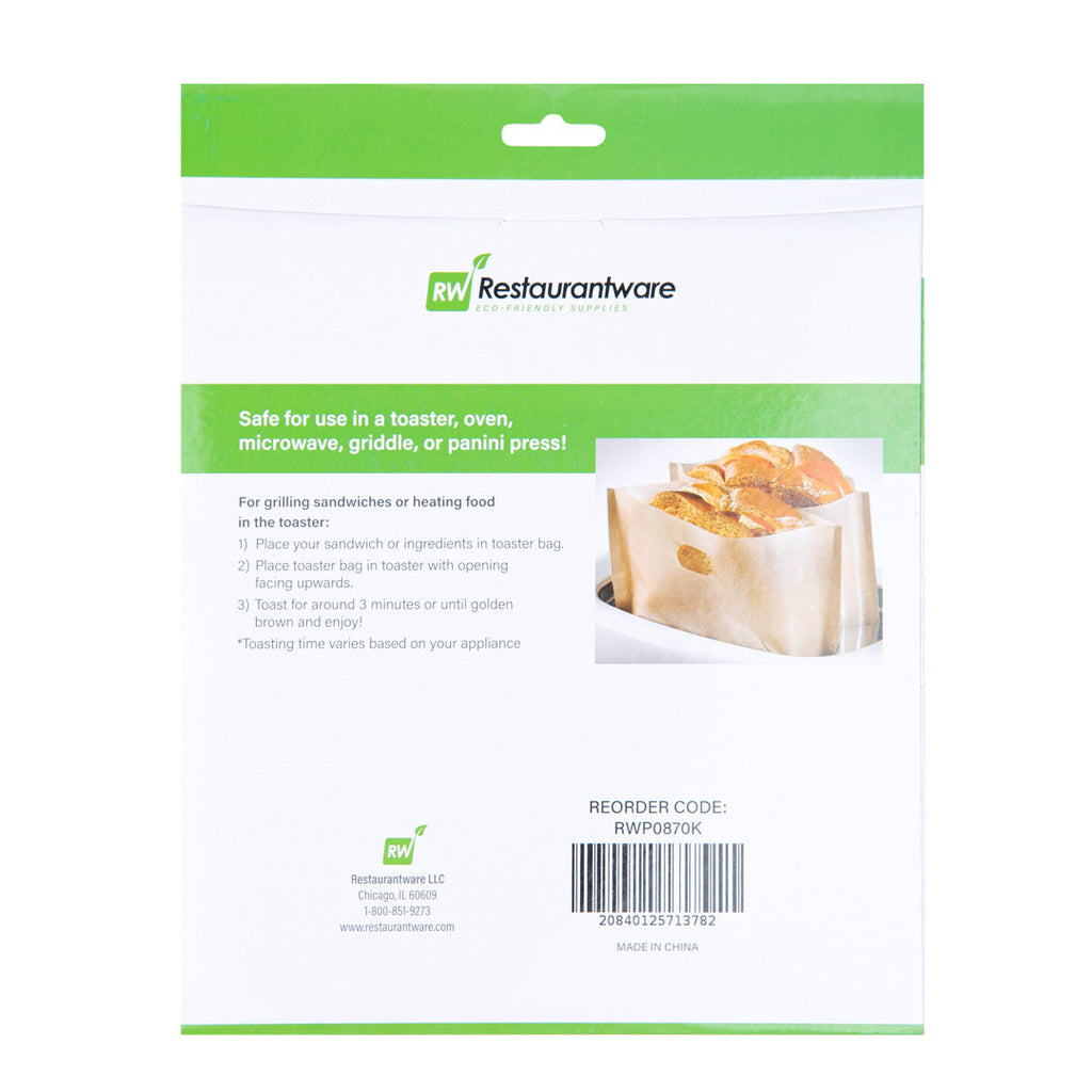 Bag Tek Kraft Plastic Toaster Bag Set - Non-Stick, Heat-Resistant, Semi-Disposable - 6 count box