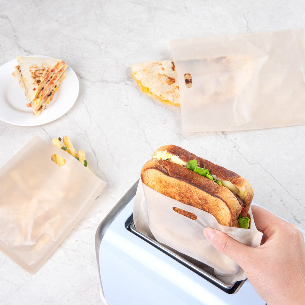 Bag Tek Kraft Plastic Toaster Bag Set - Non-Stick, Heat-Resistant, Semi-Disposable - 6 count box