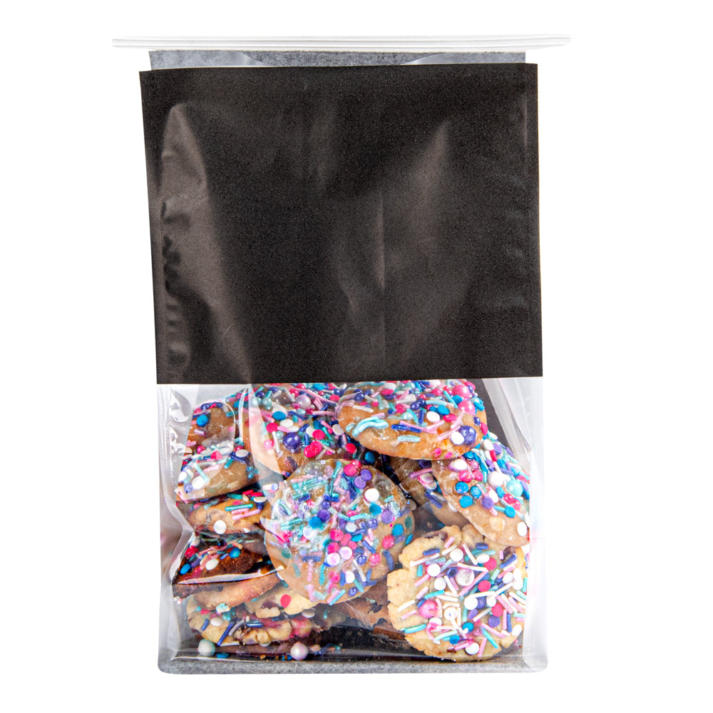 Bag Tek Black Cotton Paper Tin Tie Bag - with Clear Window - 6 1/4" x 5" x 10 1/4" - 100 count box