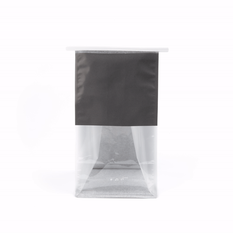 Bag Tek Black Cotton Paper Tin Tie Bag - with Clear Window - 6 1/4" x 5" x 10 1/4" - 100 count box