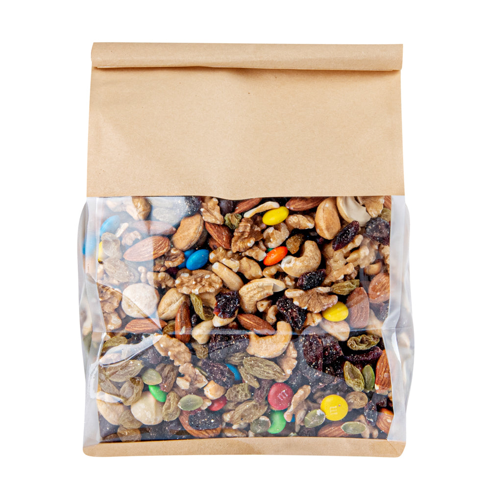 Bag Tek Kraft Cotton Paper Tin Tie Bag - with Clear Window - 6 1/4" x 5" x 10 1/4" - 100 count box