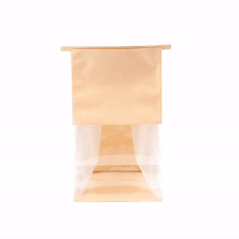 Bag Tek Kraft Cotton Paper Tin Tie Bag - with Clear Window - 6 1/4" x 5" x 10 1/4" - 100 count box
