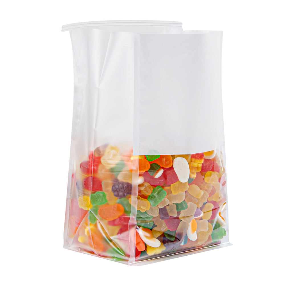 Bag Tek White Cotton Paper Tin Tie Bag - with Clear Window - 6 1/4" x 5" x 10 1/4" - 100 count box