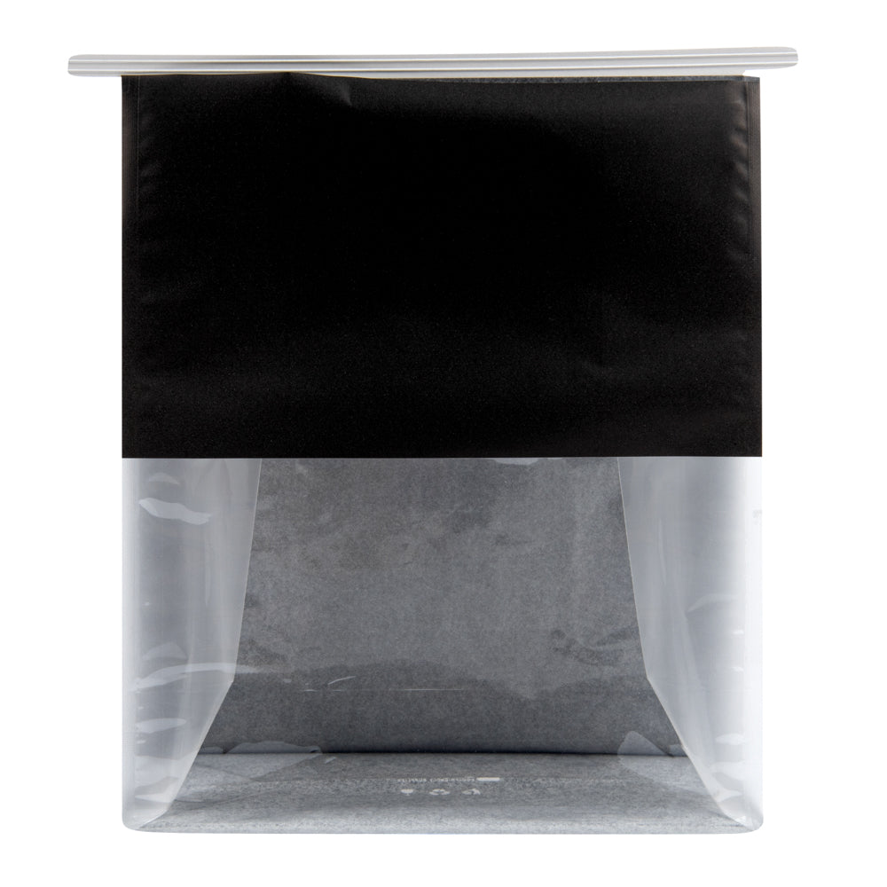 Bag Tek Black Cotton Paper Tin Tie Bag - with Clear Window - 8 3/4" x 4 1/2" x 10 3/4" - 100 count box