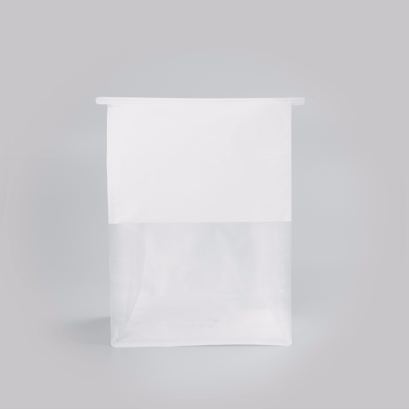 Bag Tek White Cotton Paper Tin Tie Bag - with Clear Window - 8 3/4" x 4 1/2" x 10 3/4" - 100 count box