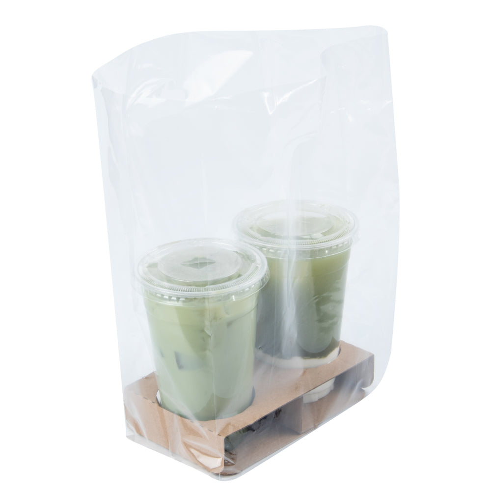 Saving Nature Clear Plastic Take Out Bag - Fits 2-Cup Drink Carrier - 13 3/4" x 7 3/4" x 4 1/4" - 100 count box