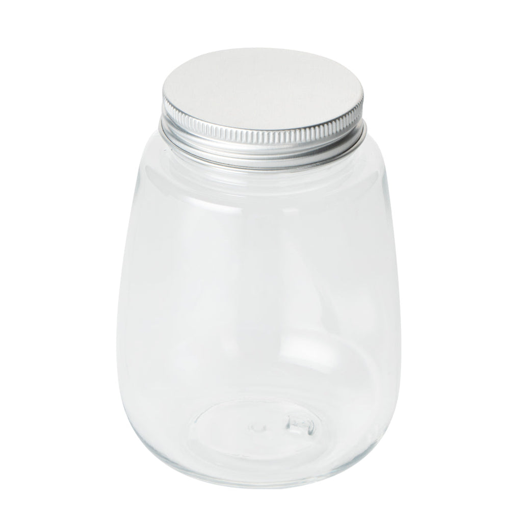 Bottle Tek 12 oz Clear Plastic Candy Jar / Juice Bottle - with Aluminum Lid - 3" x 3" x 4" - 100 count box