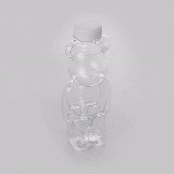 Bottle Tek 12 oz Bear-Shaped Clear Plastic Juice Bottle - with Safety Cap - 3 1/4" x 2 3/4" x 8 1/4" - 100 count box