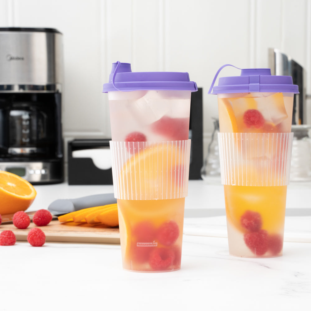 Bev Tek Clear Plastic Ripple Hot / Cold Cup Sleeve - Fits 12, 16 and 24 oz - 50 count box