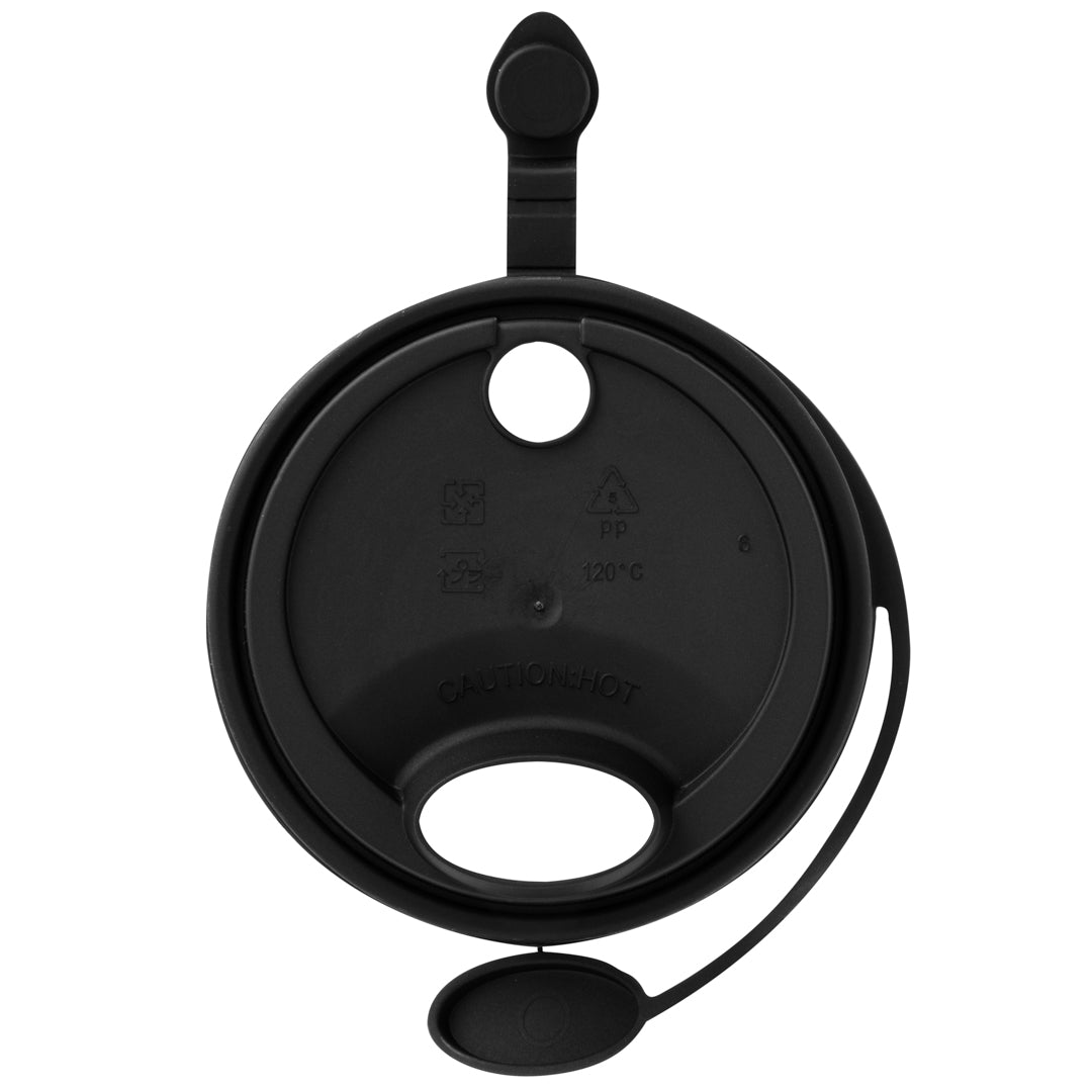 Bev Tek Black Plastic 2-in-1 Straw or Sippy Cup Lid - with Two Plugs, Fits 12, 16 and 24 oz - 500 count box
