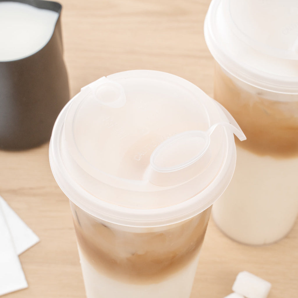 Bev Tek Clear Plastic 2-in-1 Straw or Sippy Cup Lid - with Two Plugs, Fits 12, 16 and 24 oz - 500 count box