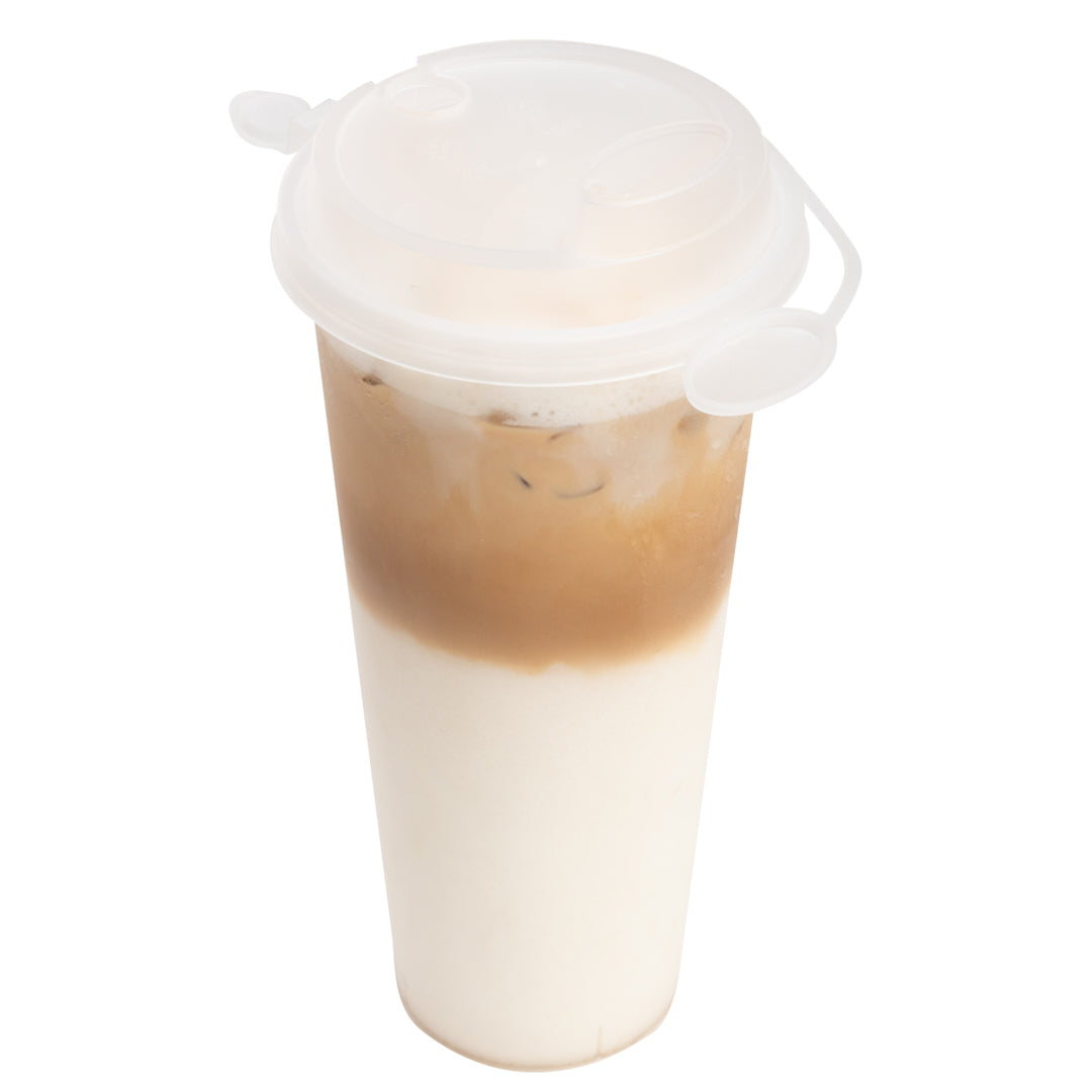 Bev Tek Clear Plastic 2-in-1 Straw or Sippy Cup Lid - with Two Plugs, Fits 12, 16 and 24 oz - 500 count box