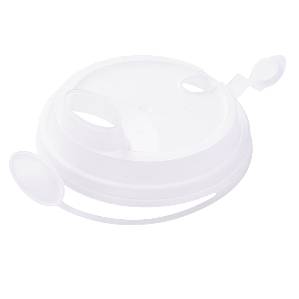 Bev Tek Clear Plastic 2-in-1 Straw or Sippy Cup Lid - with Two Plugs, Fits 12, 16 and 24 oz - 500 count box