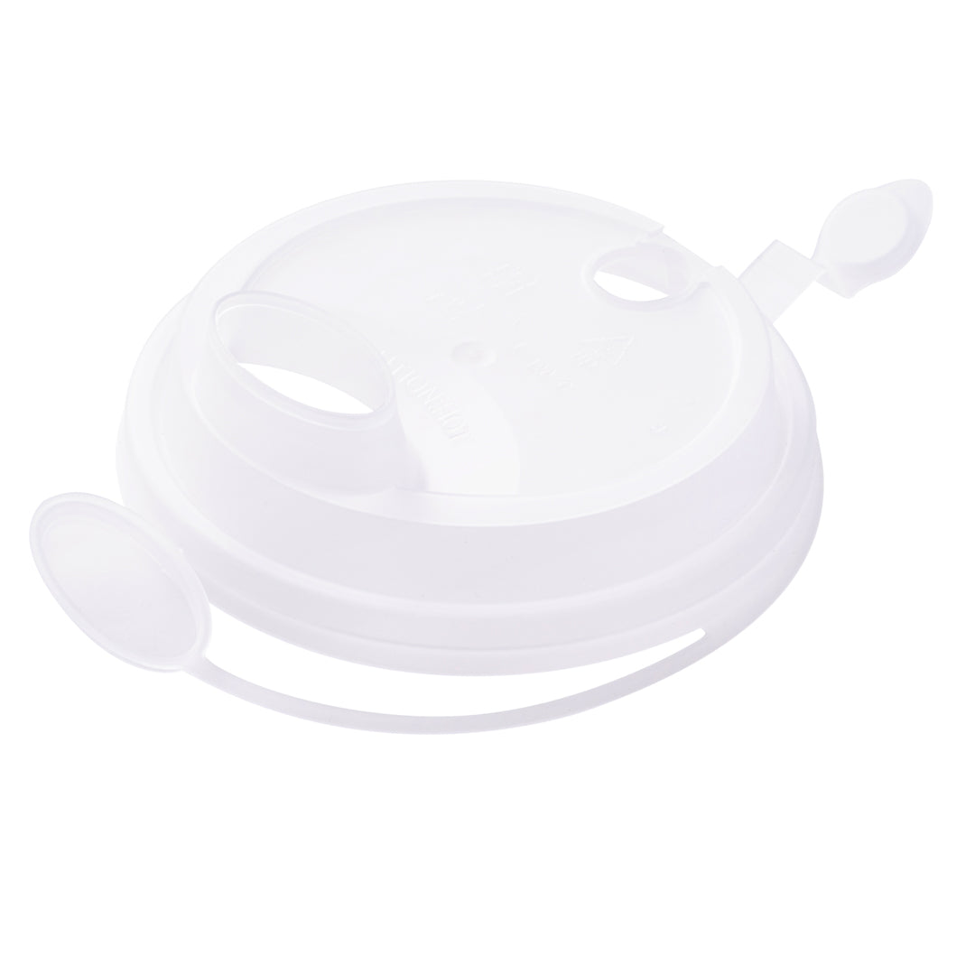 Bev Tek Clear Plastic 2-in-1 Straw or Sippy Cup Lid - with Two Plugs, Fits 12, 16 and 24 oz - 500 count box