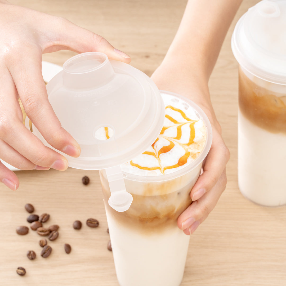 Bev Tek Clear Plastic 2-in-1 Straw or Sippy Cup Lid - with Two Plugs, Fits 12, 16 and 24 oz - 500 count box