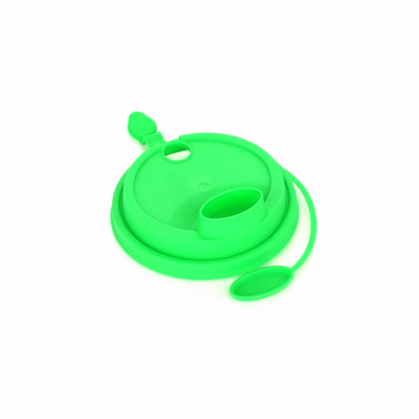 Bev Tek Green Plastic 2-in-1 Straw or Sippy Cup Lid - with Two Plugs, Fits 12, 16 and 24 oz - 25 count box