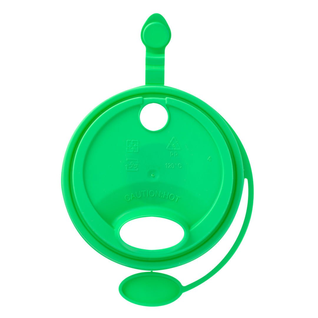 Bev Tek Green Plastic 2-in-1 Straw or Sippy Cup Lid - with Two Plugs, Fits 12, 16 and 24 oz - 500 count box