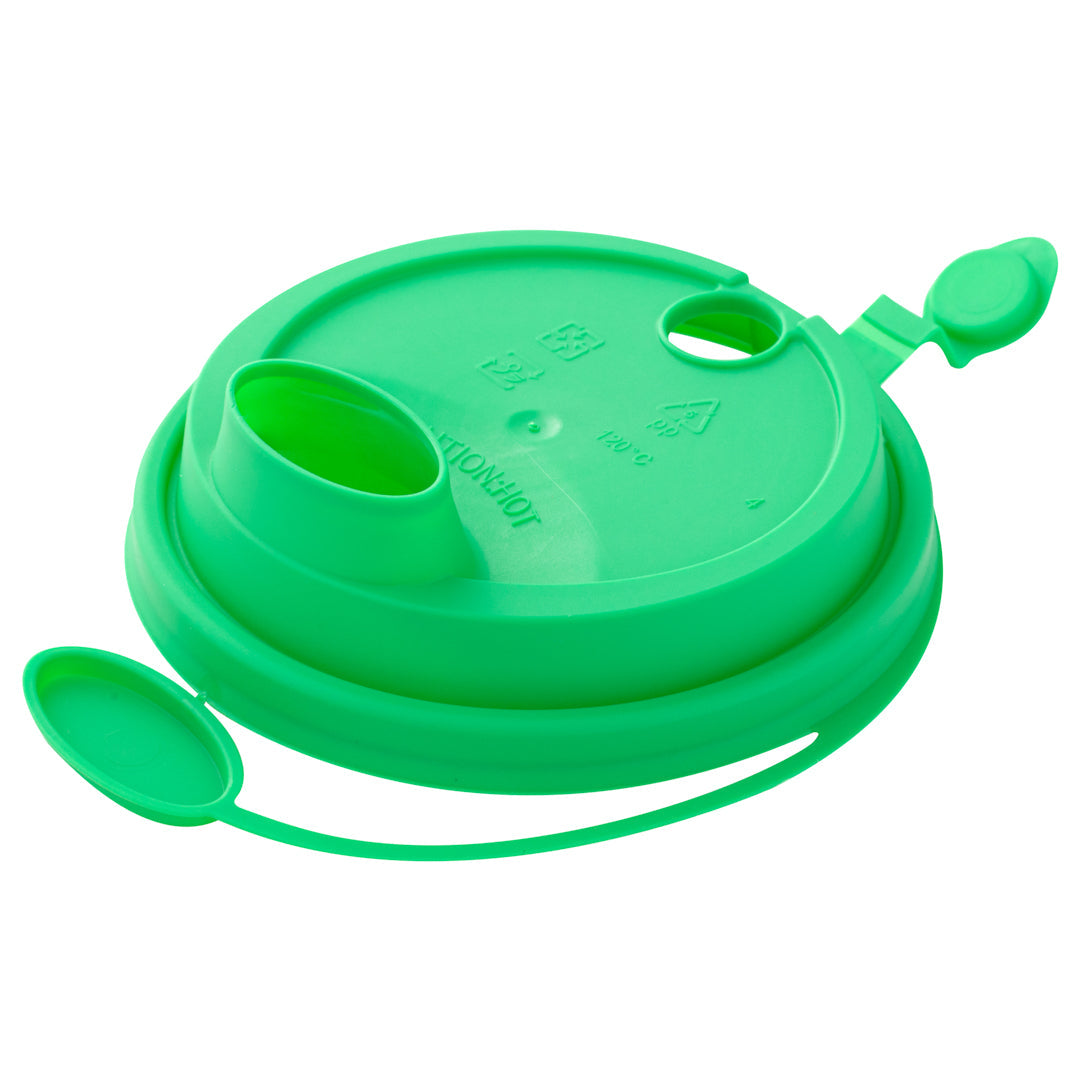 Bev Tek Green Plastic 2-in-1 Straw or Sippy Cup Lid - with Two Plugs, Fits 12, 16 and 24 oz - 500 count box