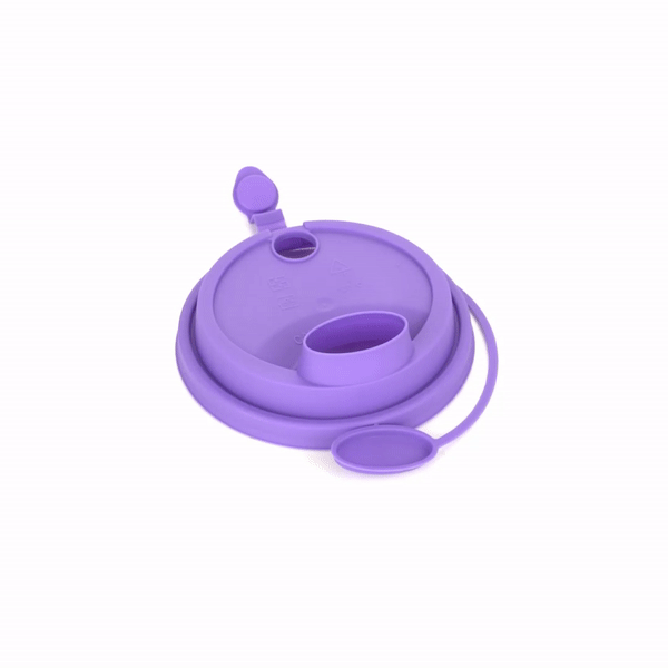 Bev Tek Purple Plastic 2-in-1 Straw or Sippy Cup Lid - with Two Plugs, Fits 12, 16 and 24 oz - 500 count box