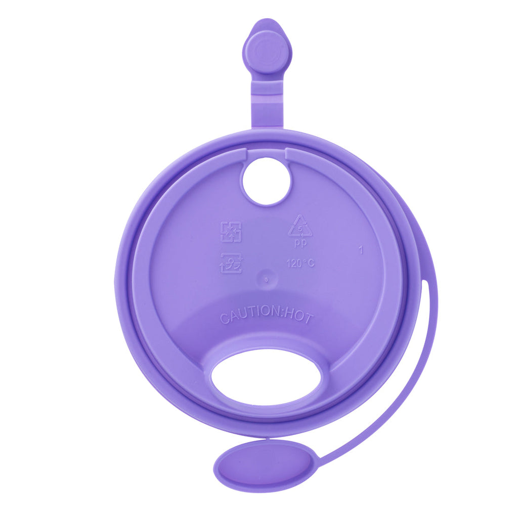 Bev Tek Purple Plastic 2-in-1 Straw or Sippy Cup Lid - with Two Plugs, Fits 12, 16 and 24 oz - 500 count box