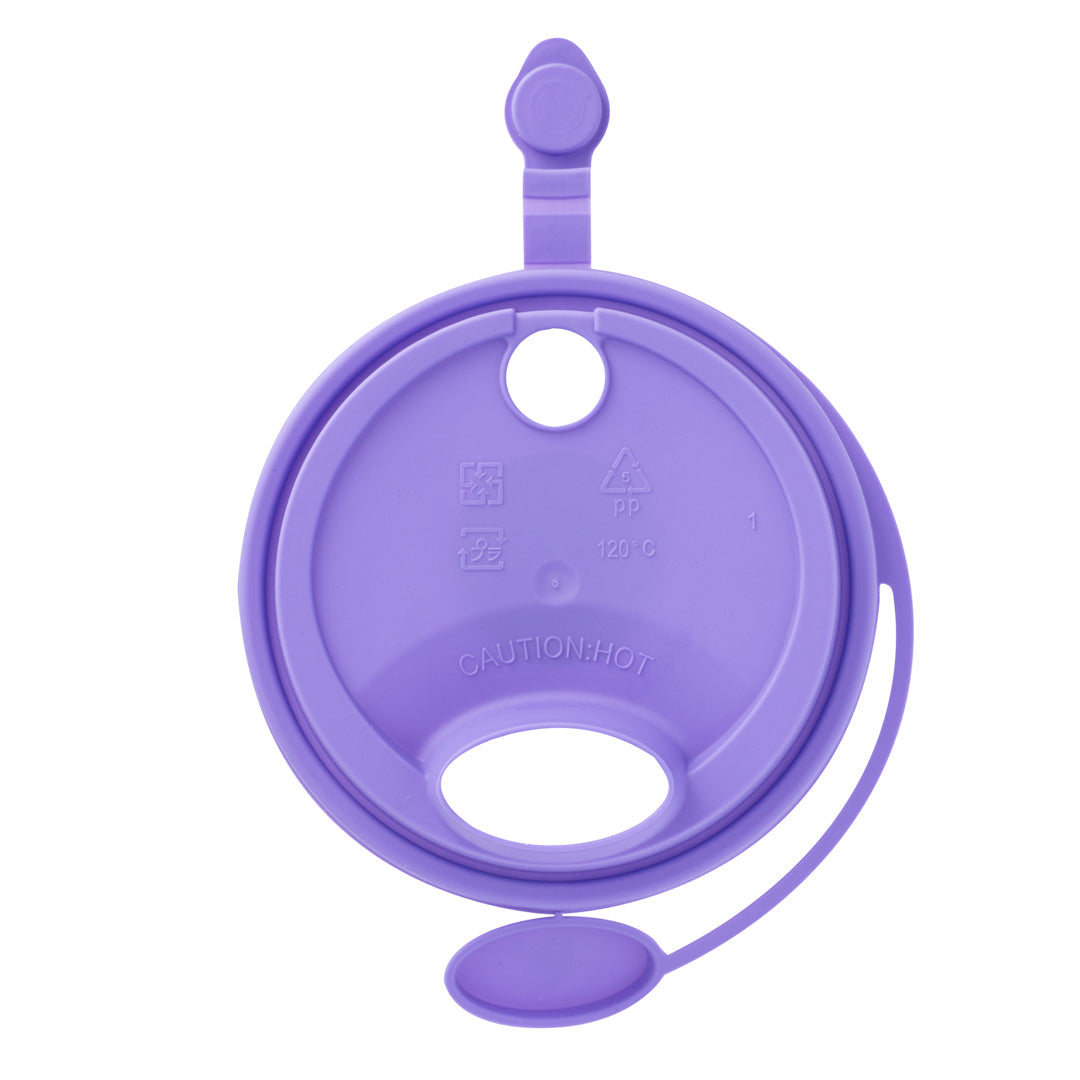 Bev Tek Purple Plastic 2-in-1 Straw or Sippy Cup Lid - with Two Plugs, Fits 12, 16 and 24 oz - 500 count box