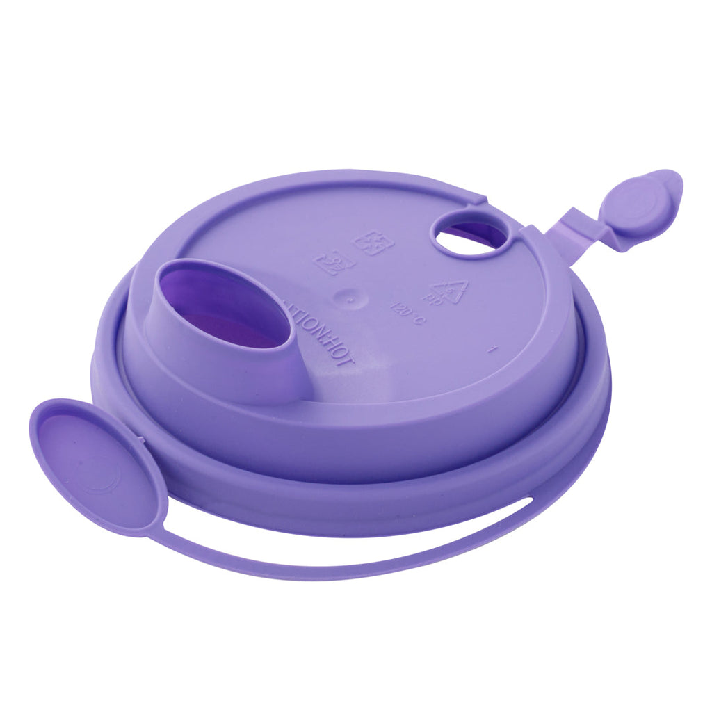Bev Tek Purple Plastic 2-in-1 Straw or Sippy Cup Lid - with Two Plugs, Fits 12, 16 and 24 oz - 500 count box