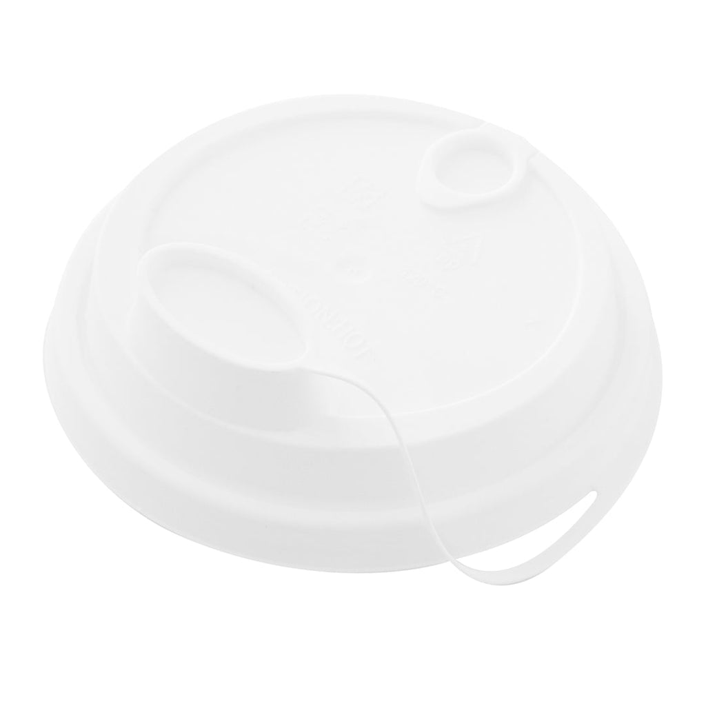 Bev Tek White Plastic 2-in-1 Straw or Sippy Cup Lid - with Two Plugs, Fits 12, 16 and 24 oz - 25 count box