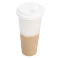 Bev Tek White Plastic 2-in-1 Straw or Sippy Cup Lid - with Two Plugs, Fits 12, 16 and 24 oz - 25 count box