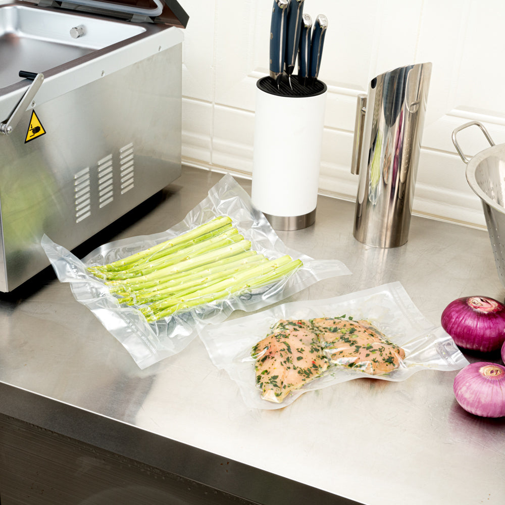 Fresh Hero Clear Plastic Vacuum Packaging Bag - for Chamber Vacuum Sealer, 3 mil, BPA-Free - 12" x 8" - 100 count box