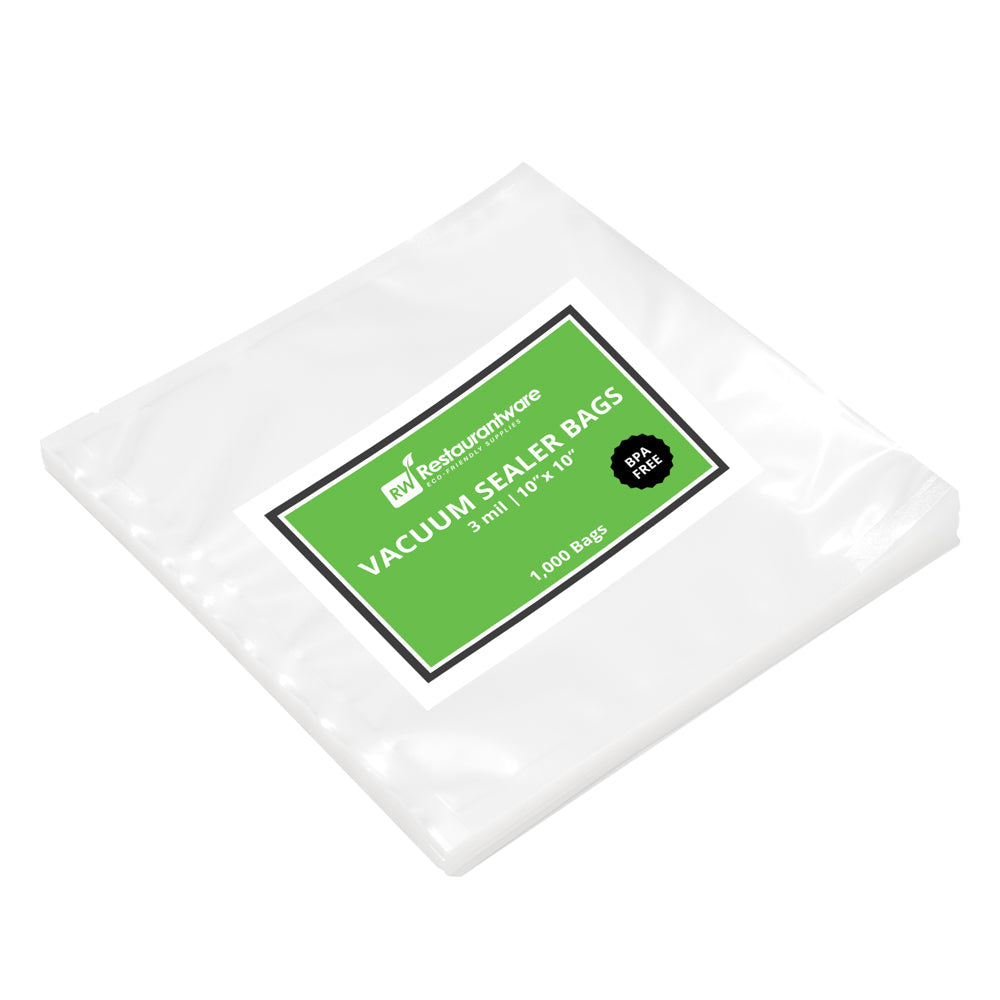 Fresh Hero Clear Plastic Vacuum Packaging Bag - for Chamber Vacuum Sealer, 3 mil, BPA-Free - 10" x 10" - 100 count box
