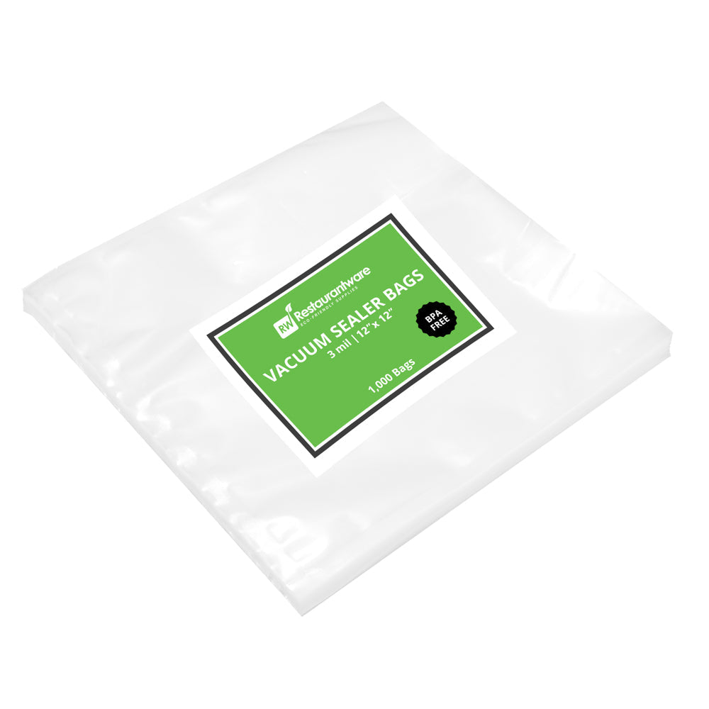 Fresh Hero Clear Plastic Vacuum Packaging Bag - for Chamber Vacuum Sealer, 3 mil, BPA-Free - 12" x 12" - 100 count box