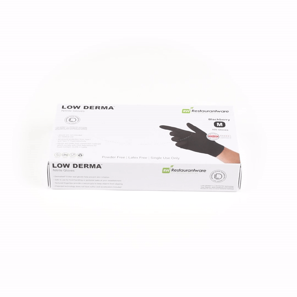 Low Derma Blackberry Medium Nitrile Gloves - Hypoallergenic, Non-Sterile, Powder-Free - 1000 count box