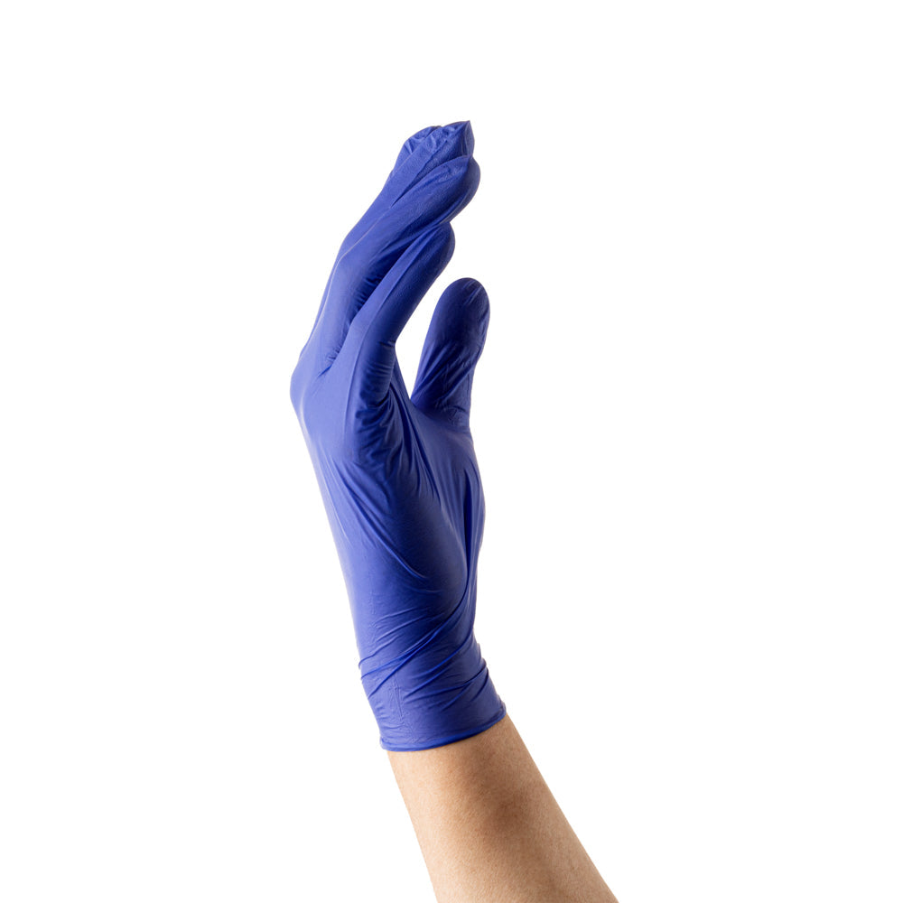 Low Derma Blue Medium Nitrile Gloves - Hypoallergenic, Non-Sterile, Powder-Free - 100 count box