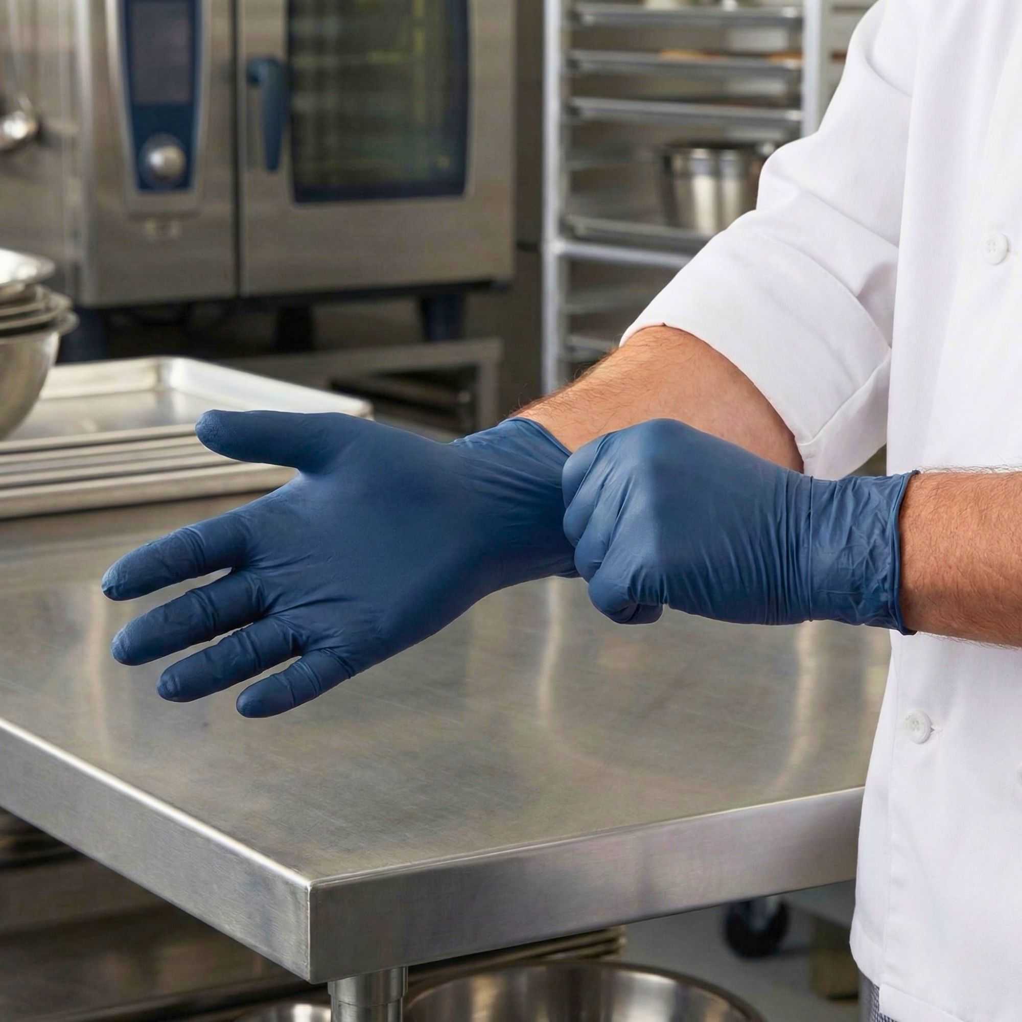 Low Derma Dark Blue Extra Large Nitrile Gloves - Hypoallergenic, Non-Sterile, Powder-Free - 100 count box