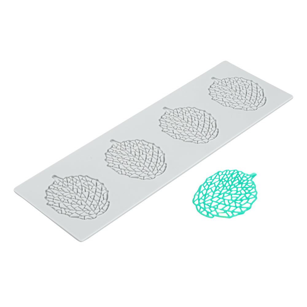Pastry Tek Gray Silicone Autumn Leaf Fondant Impression Mat - 1 count box