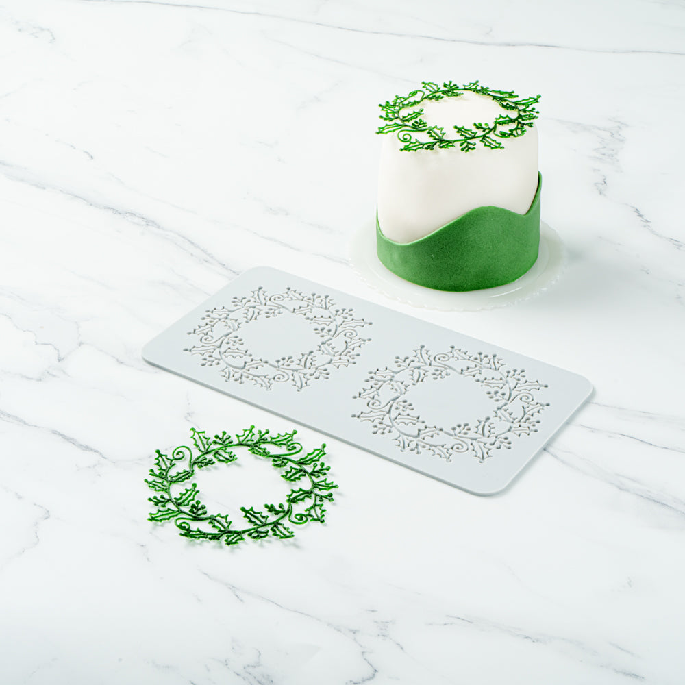 Pastry Tek Gray Silicone Autumn Leaf Halo Fondant Impression Mat - 1 count box
