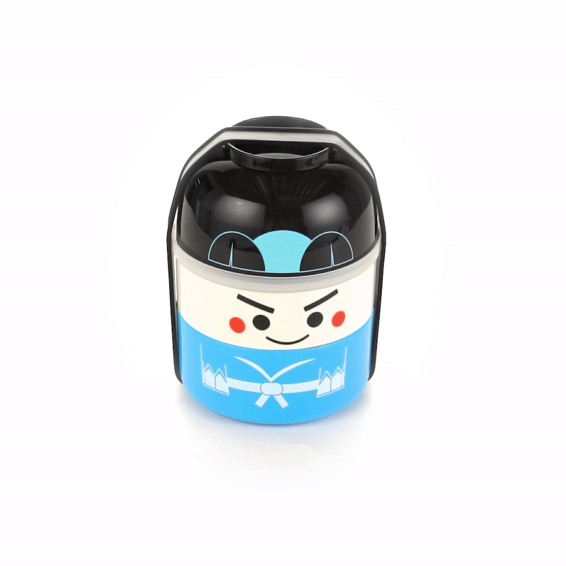 Bento Tek 22 oz Ichiro Kokeshi Bento Box - Two Tiers - 4 1/4" x 4 1/4" x 5 1/4" - 1 count box