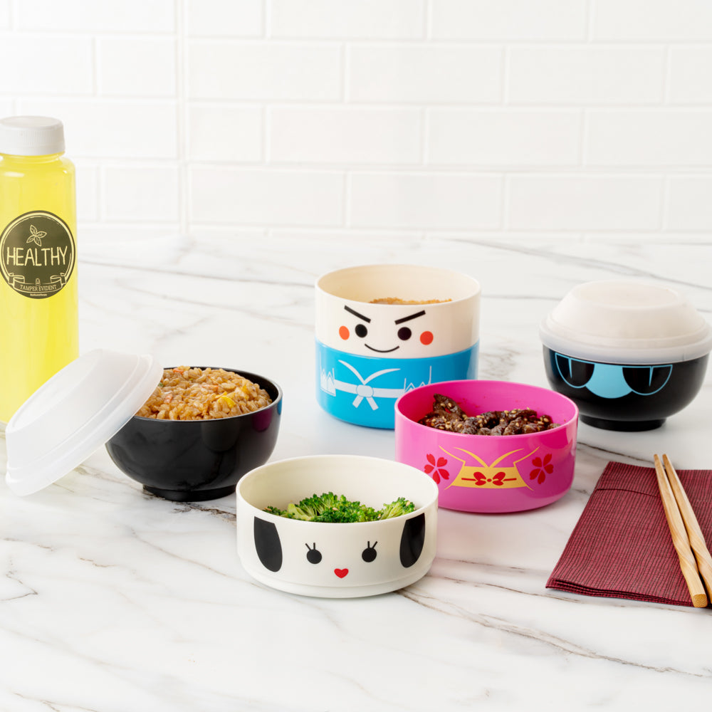 Bento Tek 22 oz Maiko Kokeshi Bento Box - Two Tiers - 4 1/4" x 4 1/4" x 5 1/4" - 1 count box