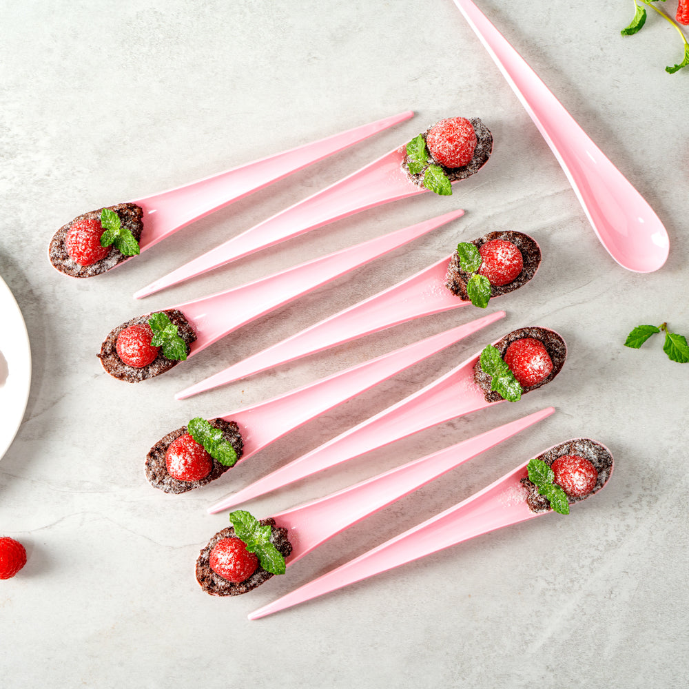 Chef 101 Pink Plastic Deco Party Spoon - 8" - 500 count box