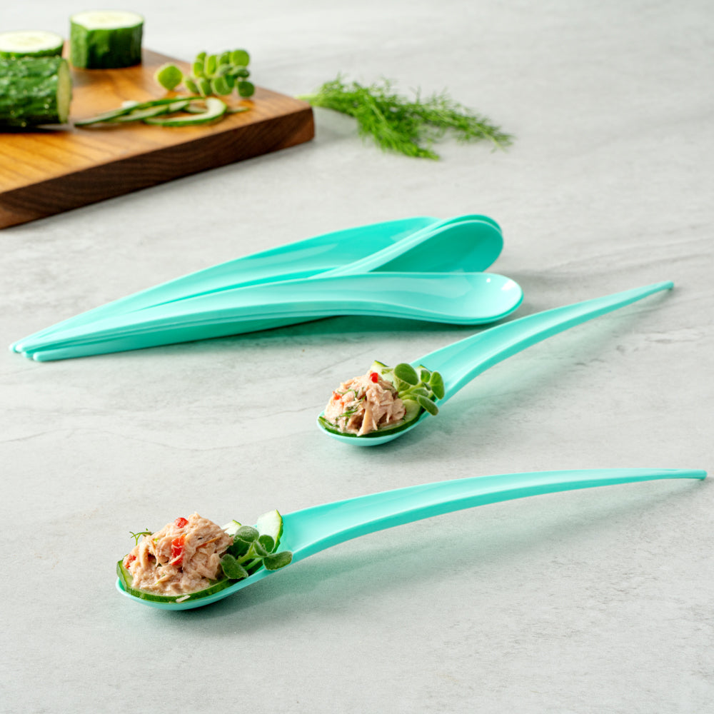 Chef 101 Teal Plastic Deco Party Spoon - 8" - 500 count box
