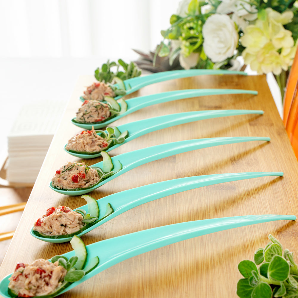 Chef 101 Teal Plastic Deco Party Spoon - 8" - 500 count box