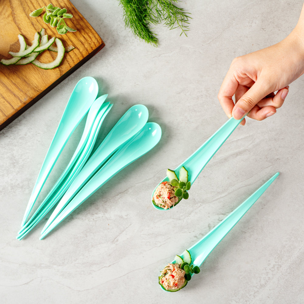 Chef 101 Teal Plastic Deco Party Spoon - 8" - 500 count box