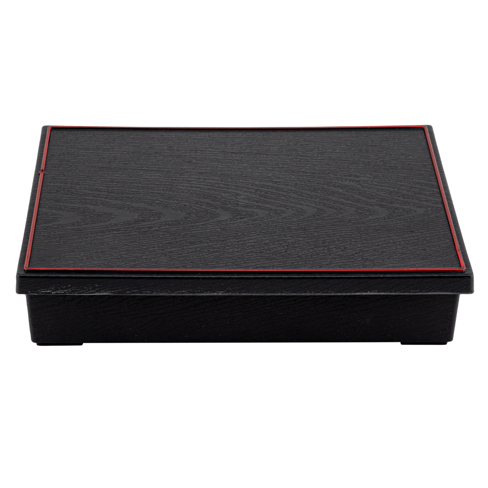 Bento Tek Rectangle Black and Red Small Japanese Style Bento Box - 5 Compartments - 10 3/4" x 8 1/4" x 2 1/4" - 1 count box