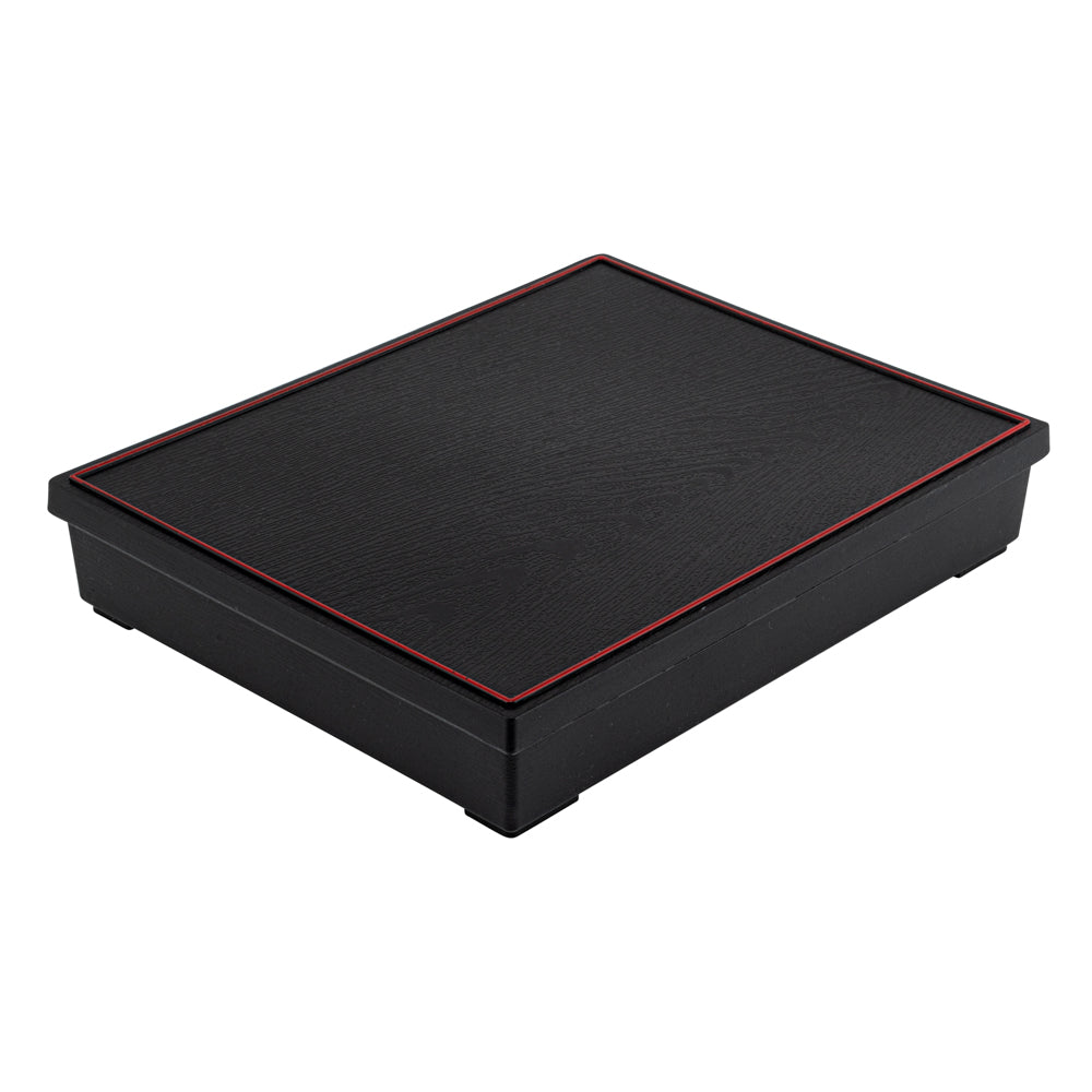Bento Tek Rectangle Black and Red Large Japanese Style Bento Box - 5 Compartments - 12 1/4" x 9 3/4" x 2 1/4" - 1 count box