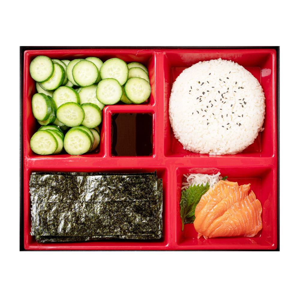 Bento Tek Rectangle Black and Red Large Japanese Style Bento Box - 5 Compartments - 12 1/4" x 9 3/4" x 2 1/4" - 1 count box