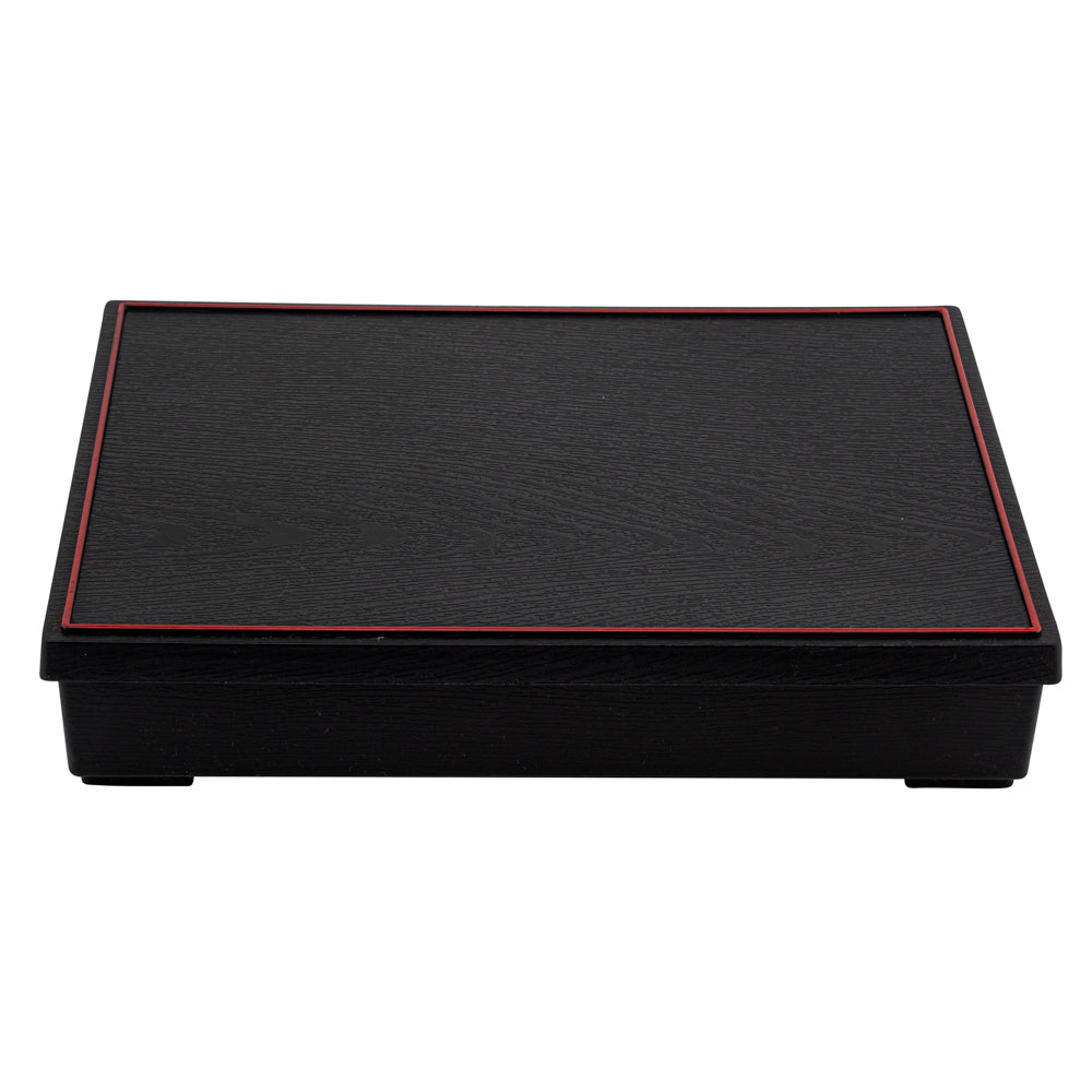 Bento Tek Rectangle Black and Red Large Japanese Style Bento Box - 5 Compartments - 12 1/4" x 9 3/4" x 2 1/4" - 1 count box