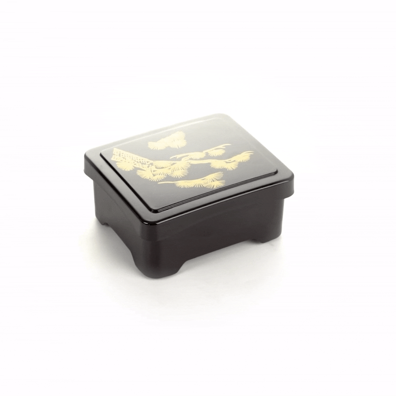 Bento Tek Black and Red Japanese Style Unagi Bento Box - 6 1/2" x 5 3/4" x 3 1/4" - 1 count box
