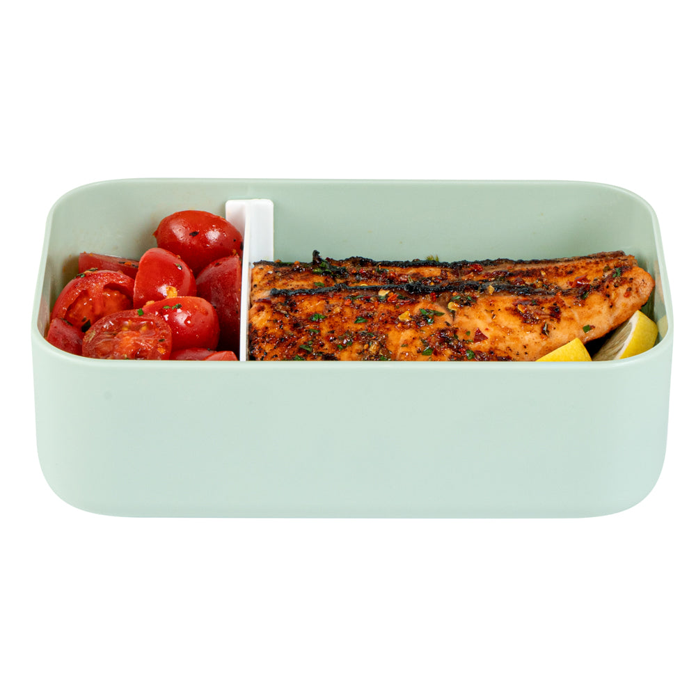 Bento Tek 34 oz Green Buddha Box Lunch Container - with White Lid - 7 1/2" x 4 3/4" x 2 1/2" - 1 count box