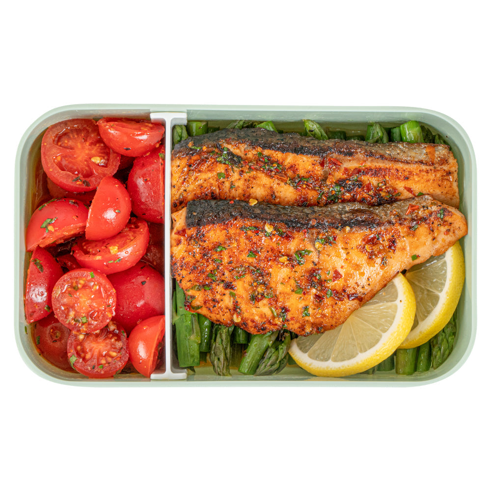 Bento Tek 34 oz Green Buddha Box Lunch Container - with White Lid - 7 1/2" x 4 3/4" x 2 1/2" - 1 count box