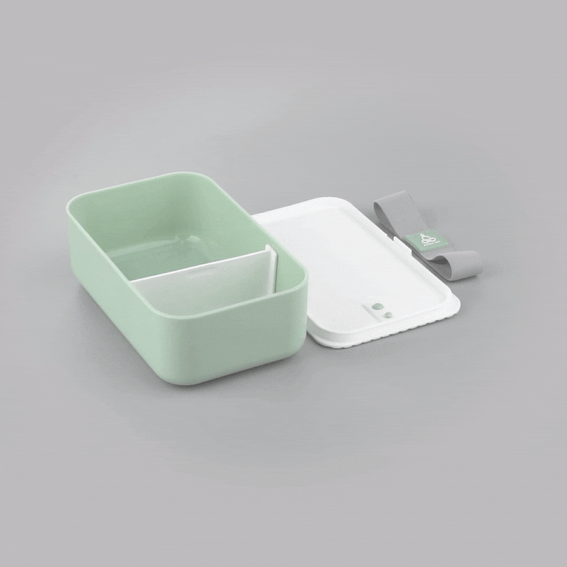 Bento Tek 34 oz Green Buddha Box Lunch Container - with White Lid - 7 1/2" x 4 3/4" x 2 1/2" - 1 count box